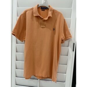 Polo Ralph Lauren T-Shirt Mens Size XL‎ Orange Cotton Custom Fit See Pictures